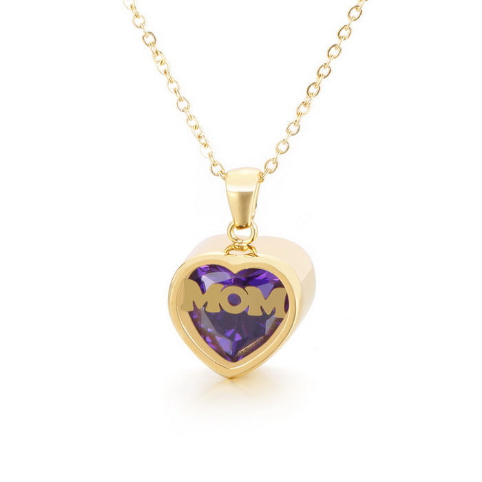 Wholesale new mother's day gift stainless steel heart-shaped necklace
